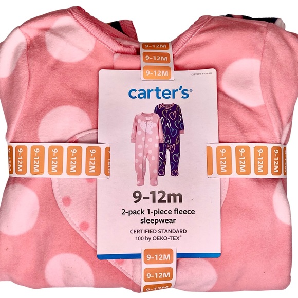Carter's Toddler Girl Candy Hearts Fleece Loose Fit 2-Piece Pyjamas - Ivory